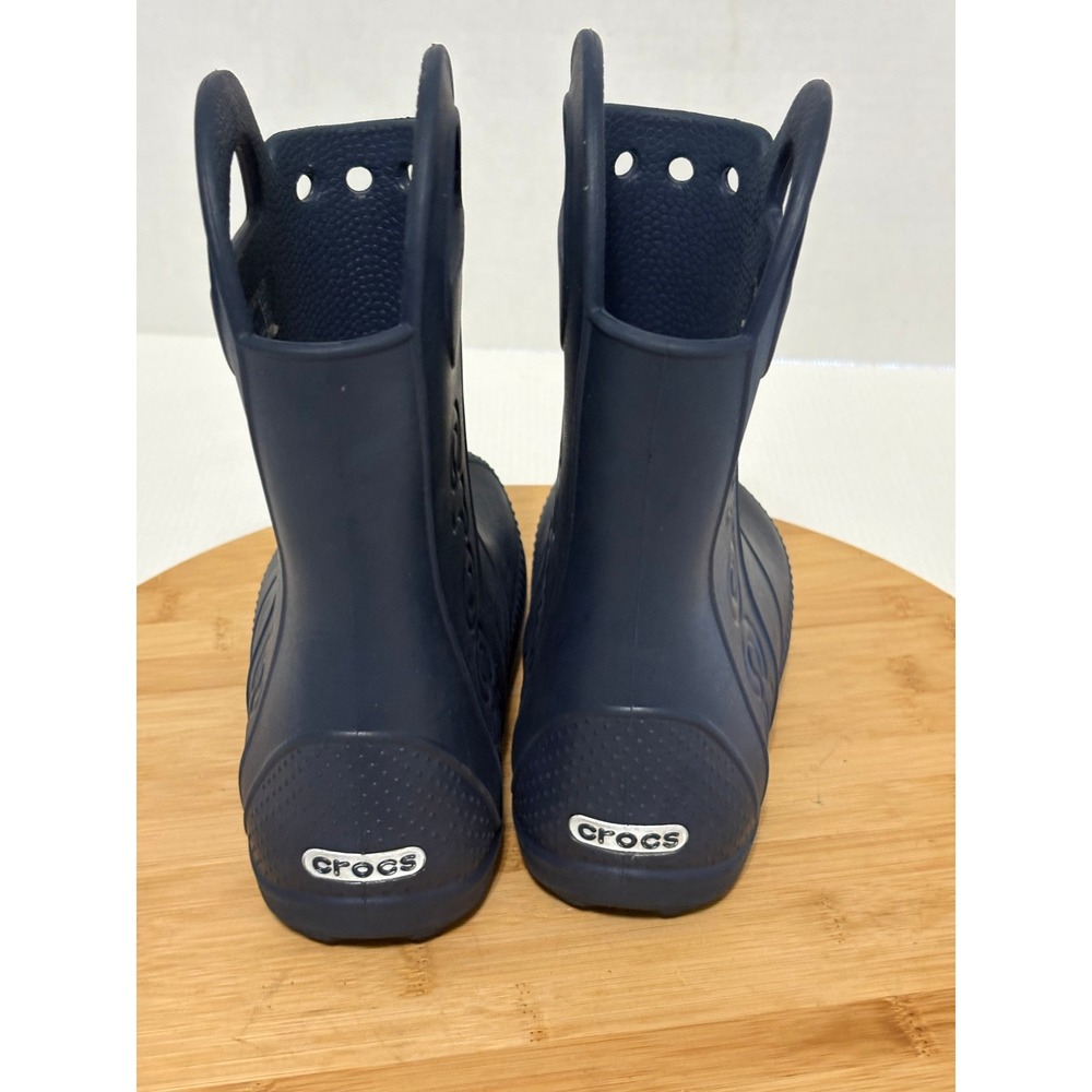 Crocs Kids Handle It Rain Boot Navy Blue Waterproof Pull On J1 12803-410 - Picture 3 of 5